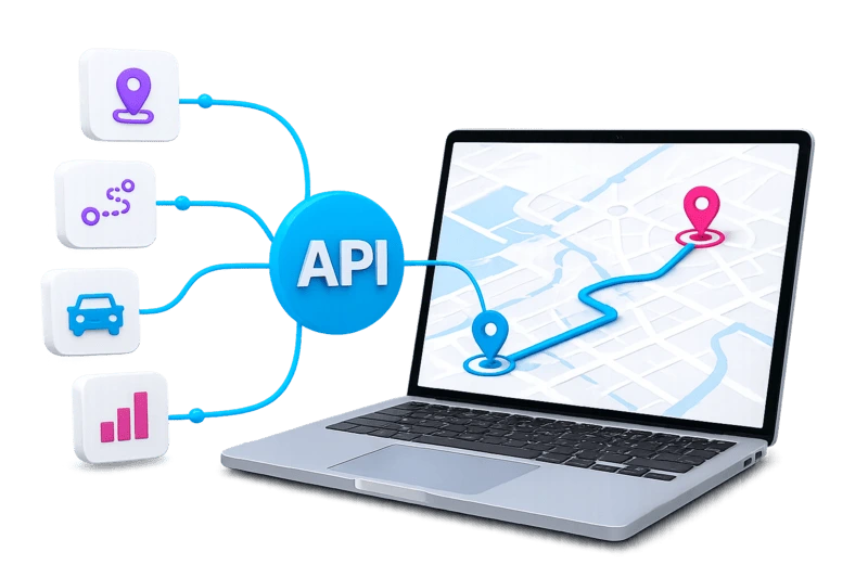 Darstellung der MAPSERVICES API-Services für Routing und Tourenoptimierung