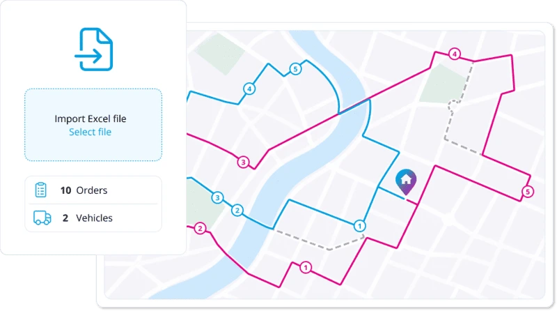 Route planning with Excel import